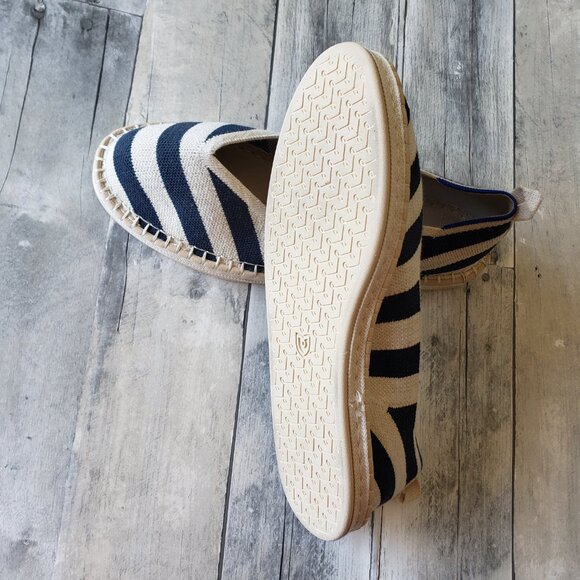 ROTHY'S The Espadrille Flats Ivory and blue Stripe Women's - Size 10.5 - Picture 5 of 5